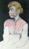 PAUL REES FRSA mixed media - half portrait of a seated girl, believed to be his wife before