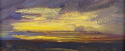 D L GRIFFITH oil on board - North Wales landscape at sunset, entitled verso 'Golden Dusk (Betws yn