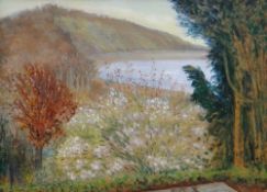 FELICITY CHARLTON oil on board - coastal scene entitled verso 'View of the Bay', signed & dated