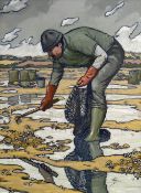 ALAN WILLIAMS oil on canvas - landscape, entitled verso 'Cockle Picker', signed, 59 x 44cms