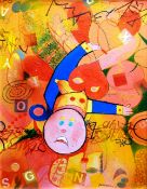 PAUL REES FRSA acrylic on board - semi-abstract entitled verso 'Of Times Past!', signed & dated