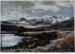 ALED PRICHARD-JONES coloured limited edition (7/75) print - North Wales landscape with Snowdon
