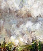 NATHAN JONES oil on panel - landscape, entitled verso 'North Wales', signed, 9 x 7 cms