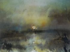 WILLIAM SELWYN watercolour - entitled verso on Tegfryn Gallery label 'Sunrise over the Marsh', dated