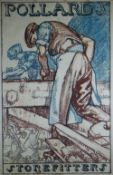 SIR FRANK BRANGWYN advertising print - entitled 'Pollard's Store Fitters' with carpenter's