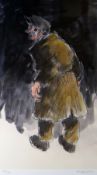 SIR KYFFIN WILLIAMS RA limited edition (95/150) coloured print - standing farmer in long-coat,