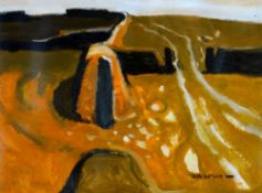 DONALD McINTYRE oil - landscape scene lane on a hillside, signed in full, 35 x 48cms