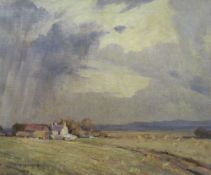 HARRY HUGHES WILLIAMS oil on canvas - stormy Anglesey landscape, signed & with original title