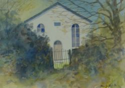 CHRIS GRIFFIN watercolour - chapel, signed & dated 1990, 13 x 17cms
