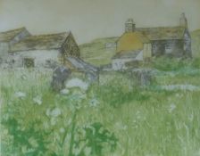 AUDREY HIND limited edition (26/100) etching - Anglesey landscape and farm, entitled 'Fferm