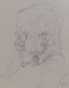 ANN REES pencil drawing - head & shoulders portrait of her husband Paul Rees, signed & dated 1976,