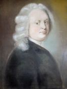 EIGHTEENTH CENTURY WELSH SCHOOL pastel - head & shoulders portrait of a wig wearing gentleman