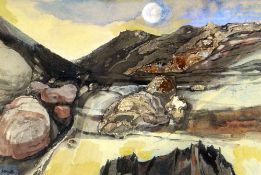 RONALD LOWE watercolour - river landscape, signed, 16 x 22cms