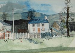 RAY EVANS watercolour - farm & poultry, signed, 13.5 x 19cms