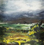 NATHAN JONES oil on panel - landscape, entitled verso 'North Wales', signed, 7 x 7 cms