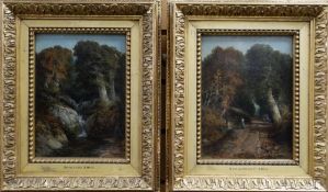 W H JONES oil on panel, a pair - Snowdonia scenes with titles to slip 'Bettws-Y-Coed, N. Wales'