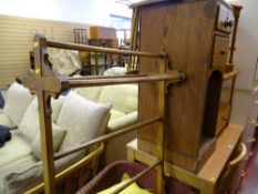 Small pine two drawer bedside chest and a vintage towel airer