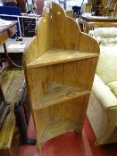 Rustic pine style three shelf corner unit