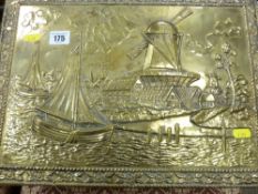 Repousse brass slipper box