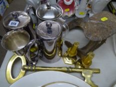 Two EP pots and other metalware