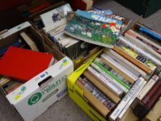 Three boxes of vintage and other books including nineteen Giles cartoon books