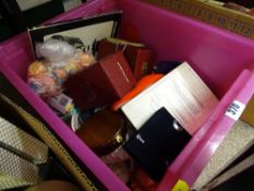 Plastic crate of collectables