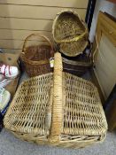 Four various vintage wicker baskets