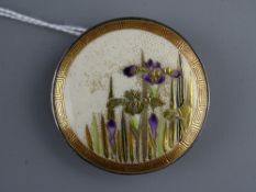 Japanese silver and Satsuma pottery half belt buckle