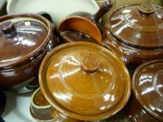 Box containing parcel of pottery including good lidded cookware etc