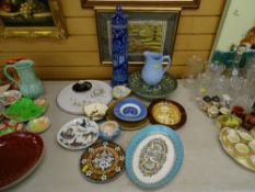 Collection of predominantly European decorative pottery and enamel ware