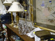 Large parcel of items including brassware, hatbox, table lamps etc