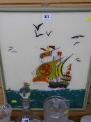 STINCHCOMBE painting on glass of the Santa Maria galleon and others