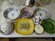 Selection of mainly hand decorative pottery bowls and plates etc