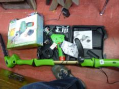 Powerstick garden trimmer and a cased Flora Best cordless pruning saw E/T