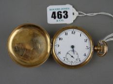 Nine carat gold cased full hunter gent's pocket watch (dial hand and glass missing), 90 grms gross