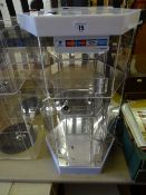 Hexagonal three shelf display cabinet with key and box (illuminating)