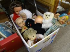 Box of vintage dolls and stuffed toys etc including an Andy Pandy bendy