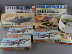 Quantity of Airfix 1/72 model kits including an RAF Rescue Launch, a Royal Navy Vosper MTB, a