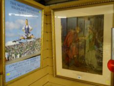 Victorian print - titled 'Prince Charlie's Farewell to Flora McDonald, 1746' and a framed