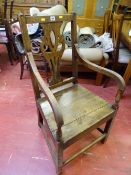 Oak farmhouse elbow chair