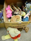 Box of vintage soft toys