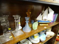 Parcel of decorative glassware, model boat etc