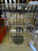 Square three shelf perspex lockable display cabinet from the Riana Collection
