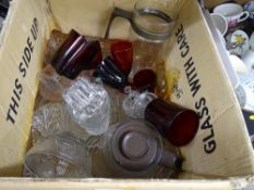 Mixed box of vintage and other glassware