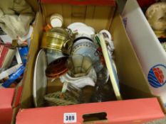 Mixed box of pottery and glassware etc