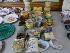 Mixed selection of decorative tableware etc including two Winnie the Pooh honeypot holders,