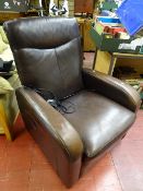 Stylish brown leather effect electric recliner chair E/T