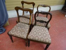 Parcel of four antique classically upholstered chairs