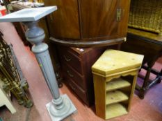 Small pine three shelf corner wall unit and a plant stand