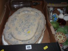 Soda syphon and blue and white platters